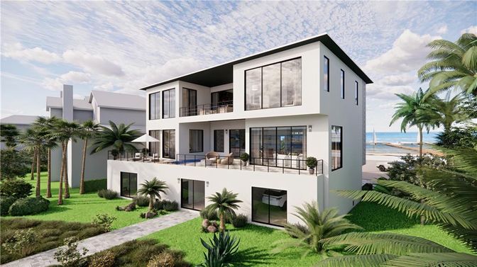 Backyard, Exterior, Facade, Water, Modern