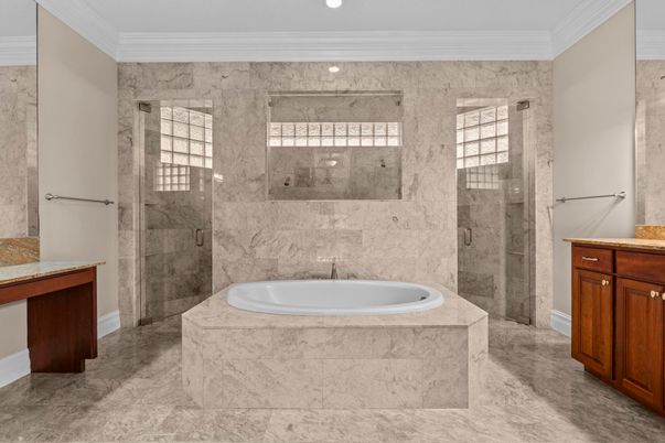 Bathroom, Glass Shower, Interior, Recessed Lighting