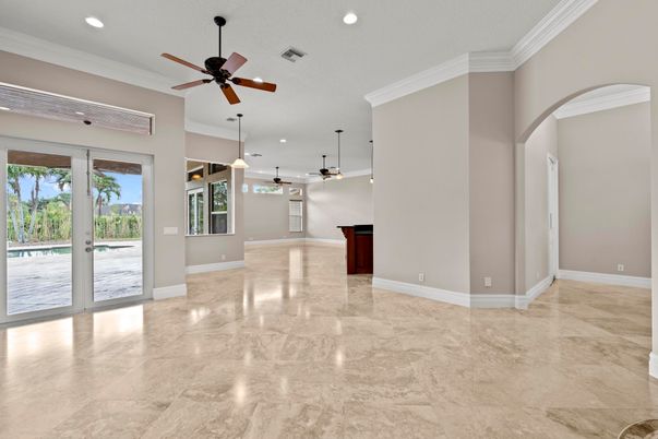 Empty room, Interior, Pendant Lights, Recessed Lighting