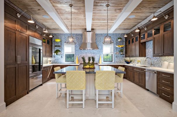 Interior, Kitchen, Pendant Lights, Stainless Steel Appliances, Wooden Ceilings