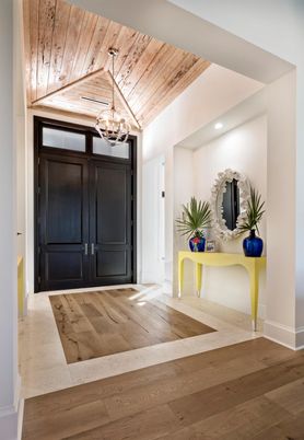 Interior, Pendant Lights, Recessed Lighting, Wooden Ceilings, Wood Texture Flooring