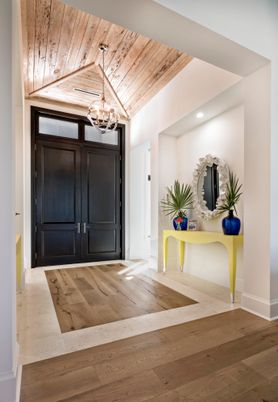 Interior, Pendant Lights, Recessed Lighting, Wooden Ceilings, Wood Texture Flooring