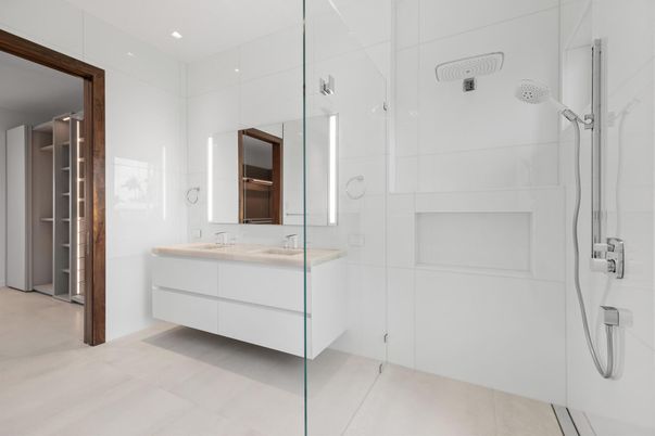 Bathroom, Glass Shower, Interior, Recessed Lighting