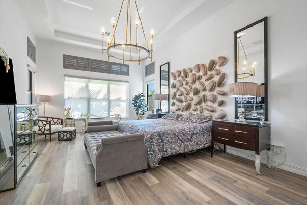Bedroom, Chandelier, Interior, Living room, Pendant Lights, Wood Texture Flooring