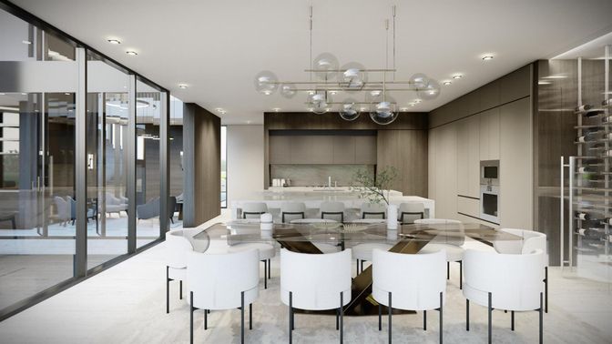 Dining room, Interior, Pendant Lights, Recessed Lighting