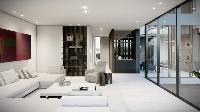 Interior, Living room, Recessed Lighting