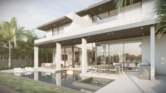 Exterior, Facade, Pool, Modern