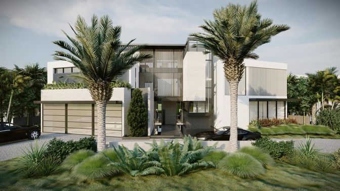 Attached, Exterior, Facade, Modern