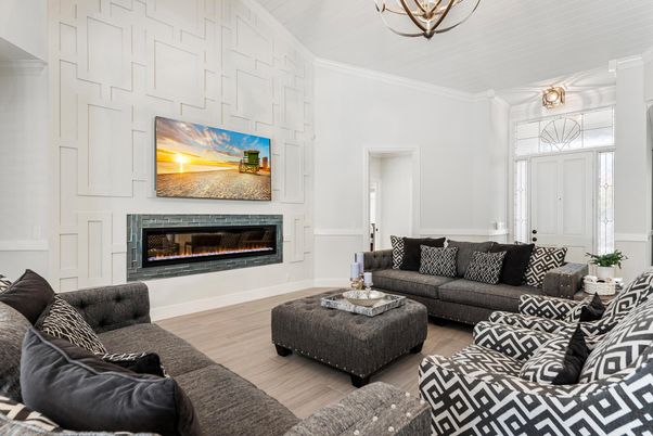 Fireplace, Interior, Living room, Wood Texture Flooring