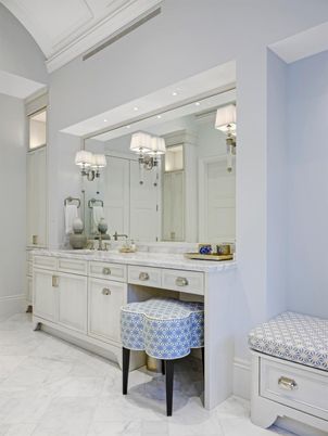 Bathroom, Dual Sink Vanities, Interior, Marble, Recessed Lighting