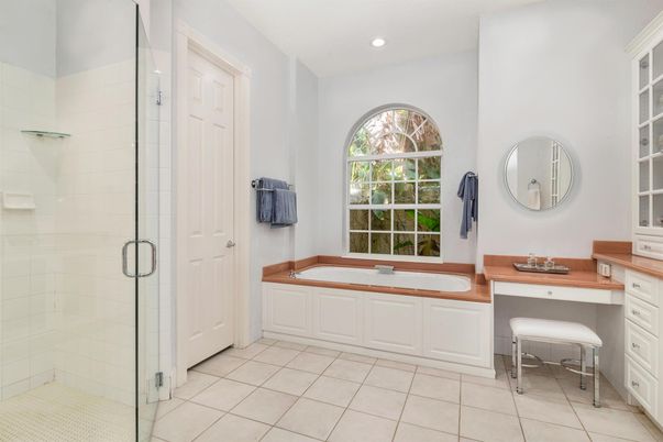 Bathroom, Glass Shower, Interior, Recessed Lighting