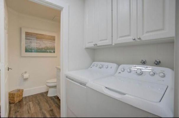 Interior, Washer, Wood Texture Flooring