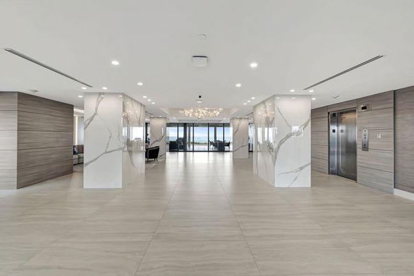Elevator, Interior, Marble Walls, Recessed Lighting