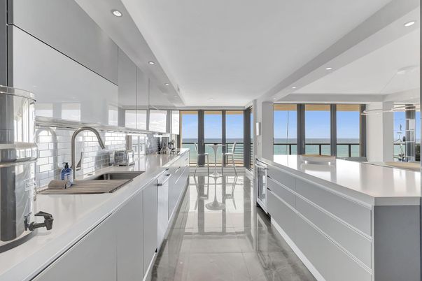 Interior, Kitchen, Recessed Lighting, Stainless Steel Appliances, Water