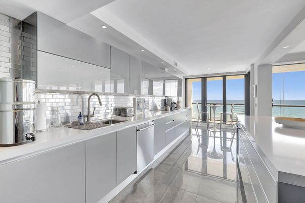 Interior, Kitchen, Recessed Lighting, Stainless Steel Appliances, Water