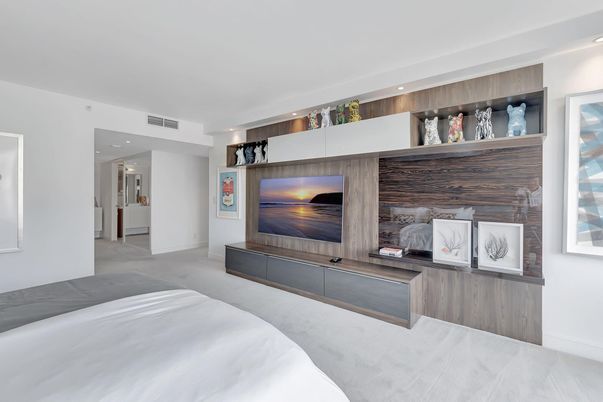 Bedroom, Interior, Recessed Lighting, Wooden Walls