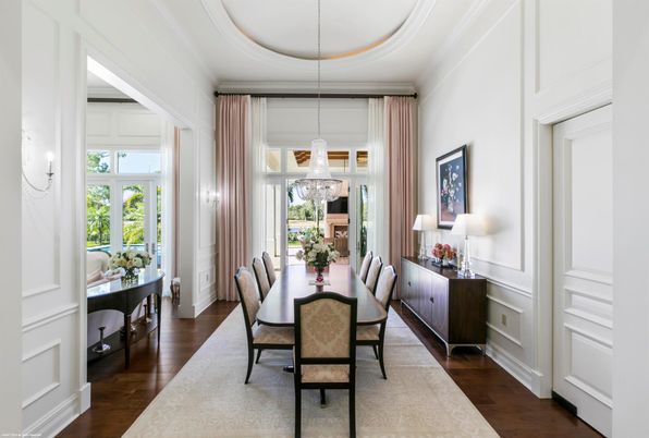 Chandelier, Dining room, Interior, Pendant Lights, Wood Texture Flooring