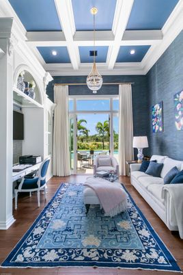 Home Office, Interior, Living room, Pendant Lights, Recessed Lighting, Water, Wood Texture Flooring
