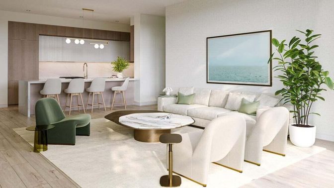 Interior, Kitchen, Living room, Pendant Lights, Recessed Lighting, Wood Texture Flooring