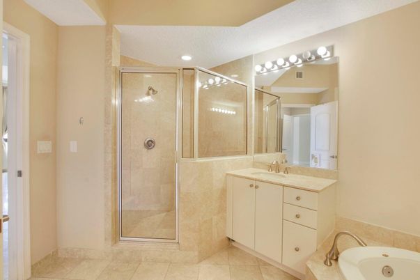 Bathroom, Glass Shower, Interior, Recessed Lighting