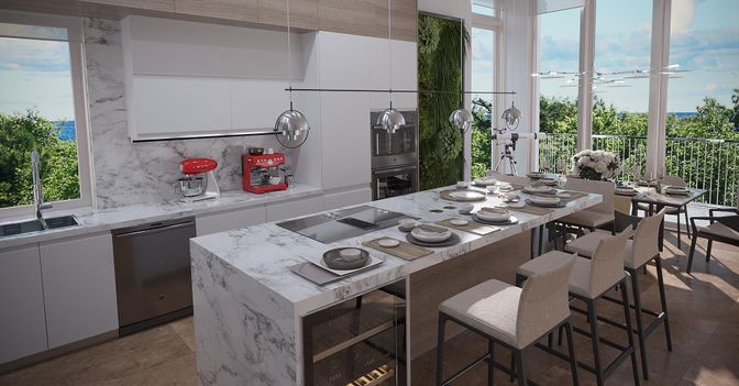 Dining room, Interior, Kitchen, Stainless Steel Appliances