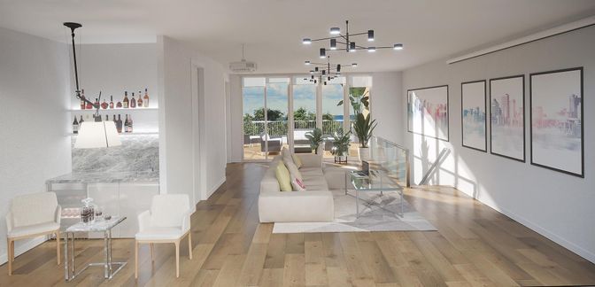 Interior, Living room, Pendant Lights, Wood Texture Flooring