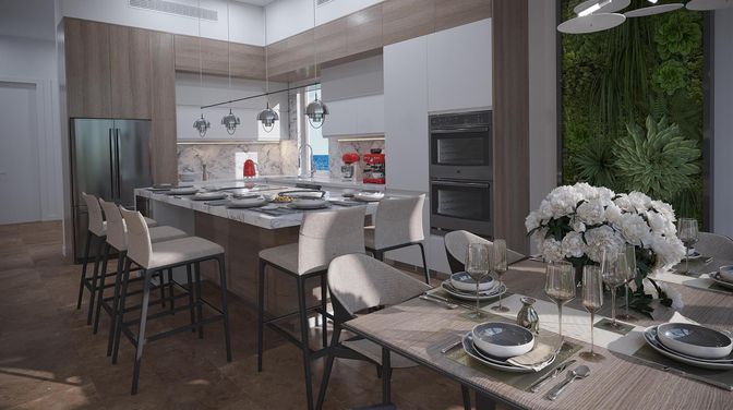 Dining room, Interior, Kitchen, Pendant Lights