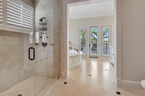 Bathroom, Glass Shower, Interior, Recessed Lighting
