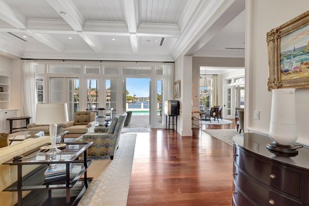 Dining room, Interior, Living room, Recessed Lighting, Wood Texture Flooring