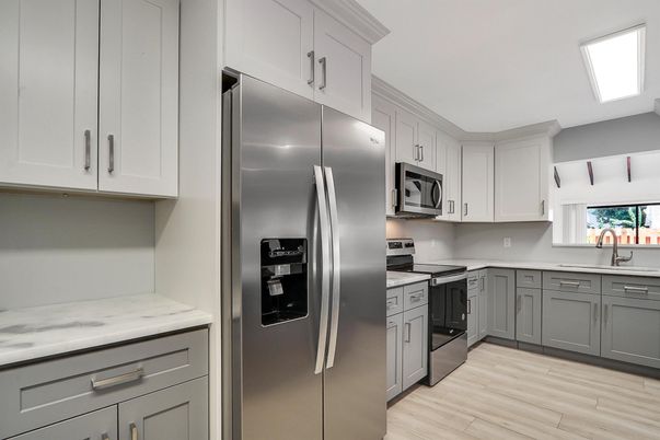 Interior, Kitchen, Stainless Steel Appliances, Wood Texture Flooring