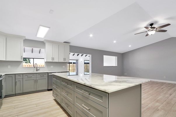Interior, Kitchen, Recessed Lighting, Wood Texture Flooring