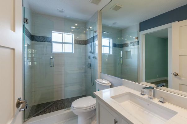 Bathroom, Glass Shower, Interior, Recessed Lighting