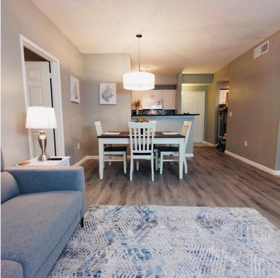 Dining room, Interior, Kitchen, Pendant Lights, Wood Texture Flooring