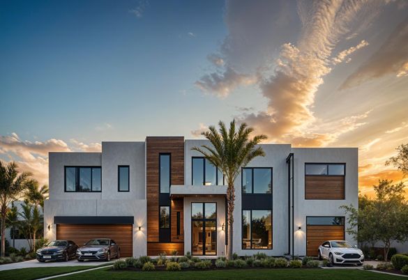 Attached, Exterior, Facade, Modern
