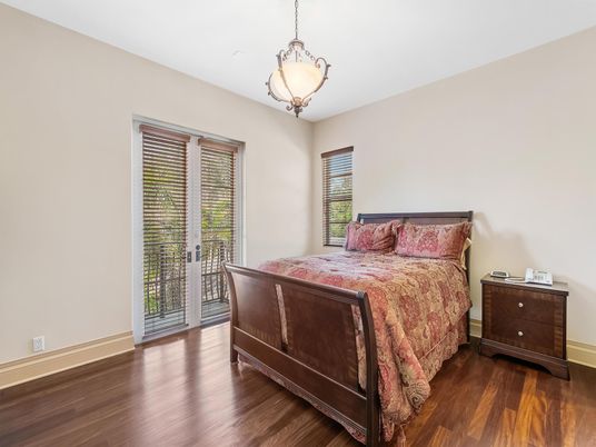 Bedroom, Interior, Pendant Lights, Wood Texture Flooring