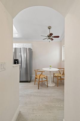 Dining room, Interior, Kitchen, Stainless Steel Appliances, Wood Texture Flooring