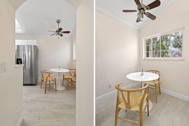 Dining room, Interior, Kitchen, Stainless Steel Appliances, Wood Texture Flooring