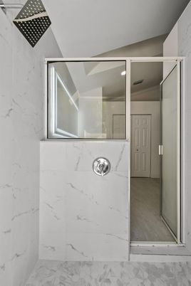 Bathroom, Glass Shower, Interior, Marble Walls