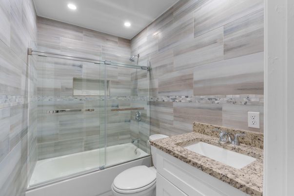 Bathroom, Glass Shower, Interior, Recessed Lighting