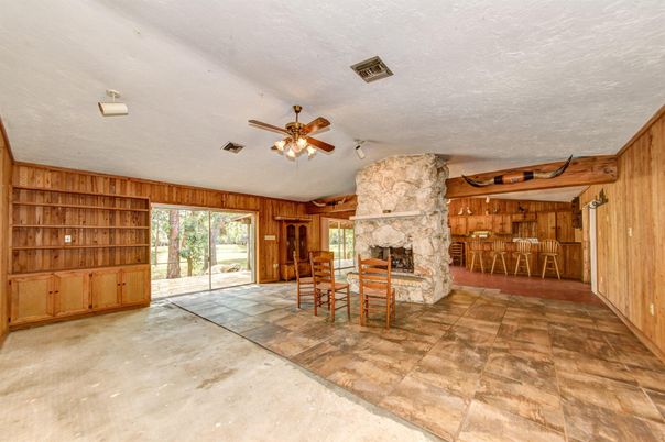 Empty room, Fireplace, Interior, Wooden Walls