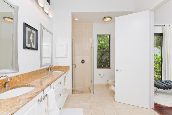 Bathroom, Dual Sink Vanities, Glass Shower, Interior, Recessed Lighting
