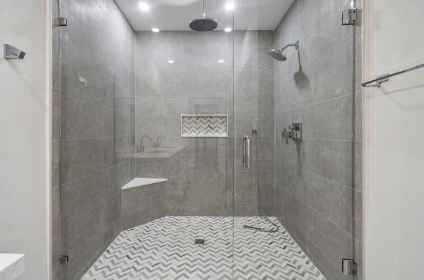 Bathroom, Glass Shower, Interior, Recessed Lighting