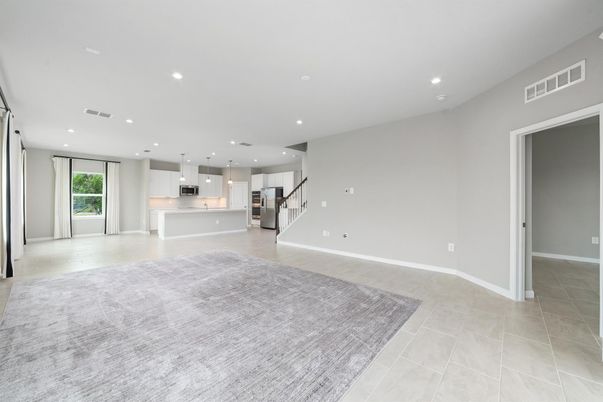 Empty room, Interior, Kitchen, Pendant Lights, Recessed Lighting, Stainless Steel Appliances