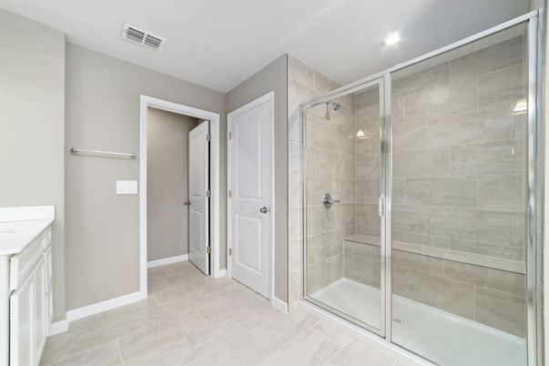 Bathroom, Glass Shower, Interior, Recessed Lighting