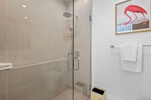 Bathroom, Glass Shower, Interior, Recessed Lighting
