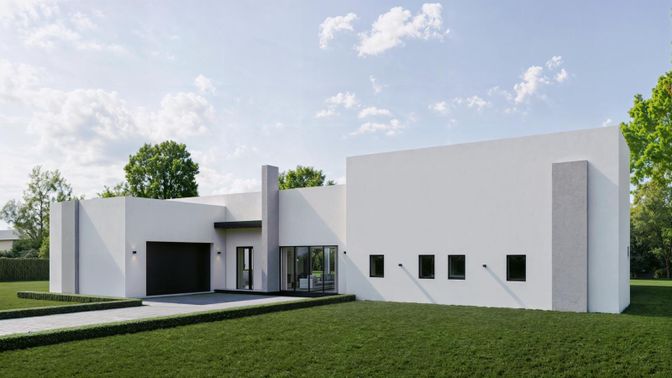 Attached, Backyard, Exterior, Facade, Modern