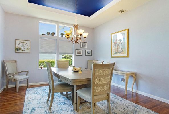 Chandelier, Dining room, Interior, Wood Texture Flooring