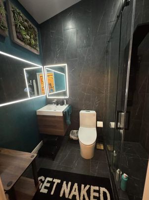 Bathroom, Glass Shower, Interior, Marble Walls