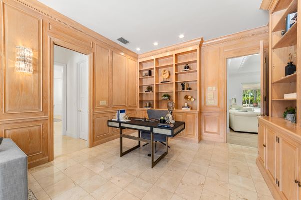 Home Office, Interior, Recessed Lighting, Wooden Walls