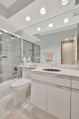 Bathroom, Dual Sink Vanities, Glass Shower, Interior, Recessed Lighting